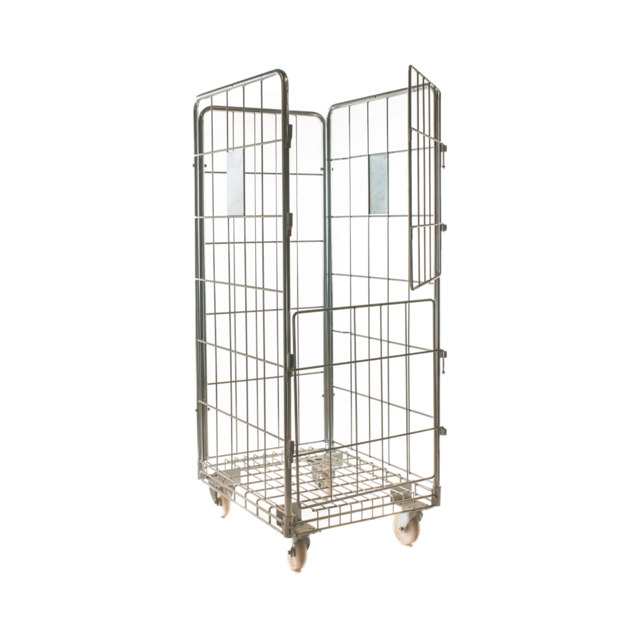 roll container laundry roll container with 2 half-doors