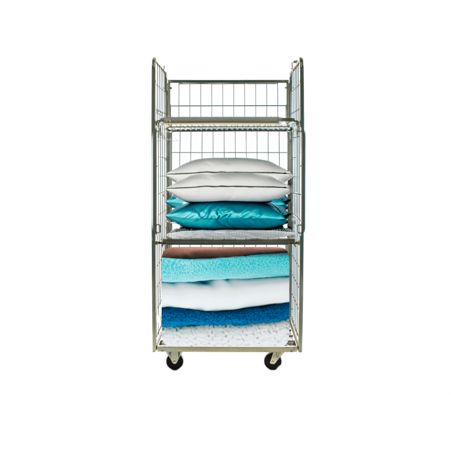roll container laundry roll container with 2 folding doors shelves