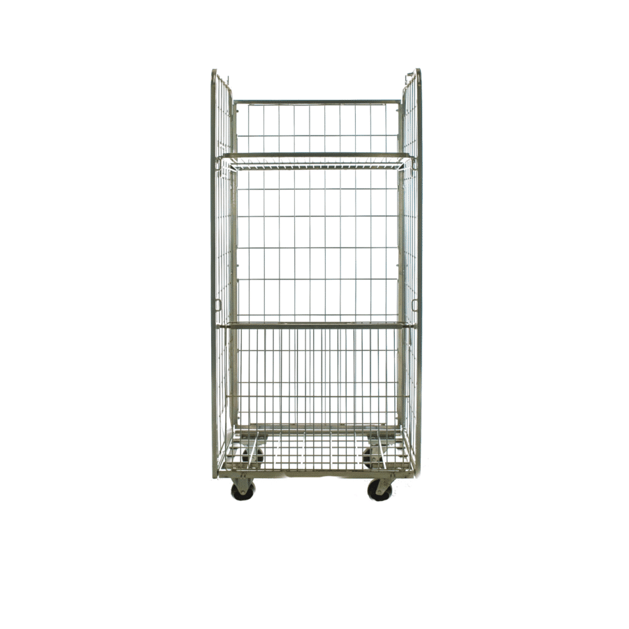 roll container laundry roll container with 2 folding doors shelves