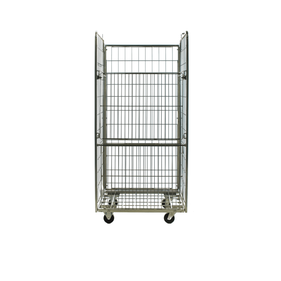 roll container laundry roll container with 2 folding doors shelves