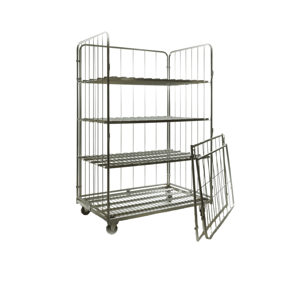 roll container 1200 x 800 with 2 large-mesh half-doors