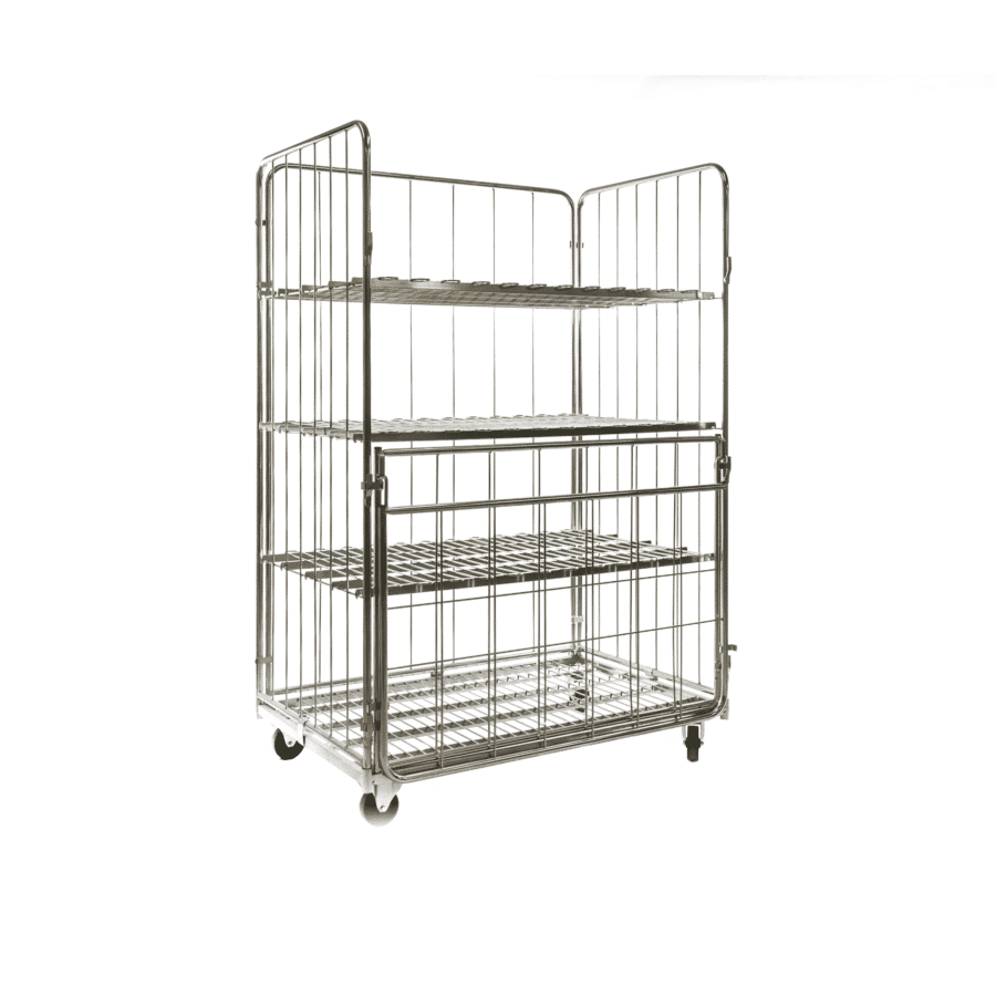 roll container 1200 x 800 with 2 large-mesh half-doors