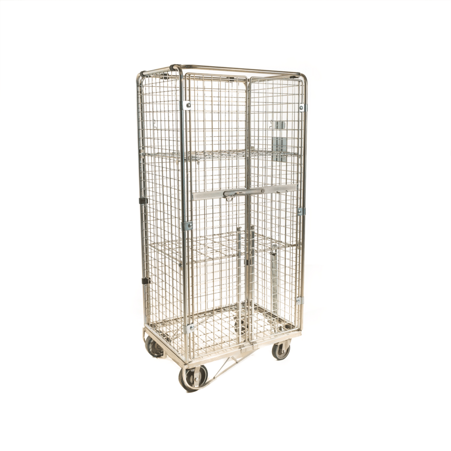 roll container laundry roll container with doors and drawbar